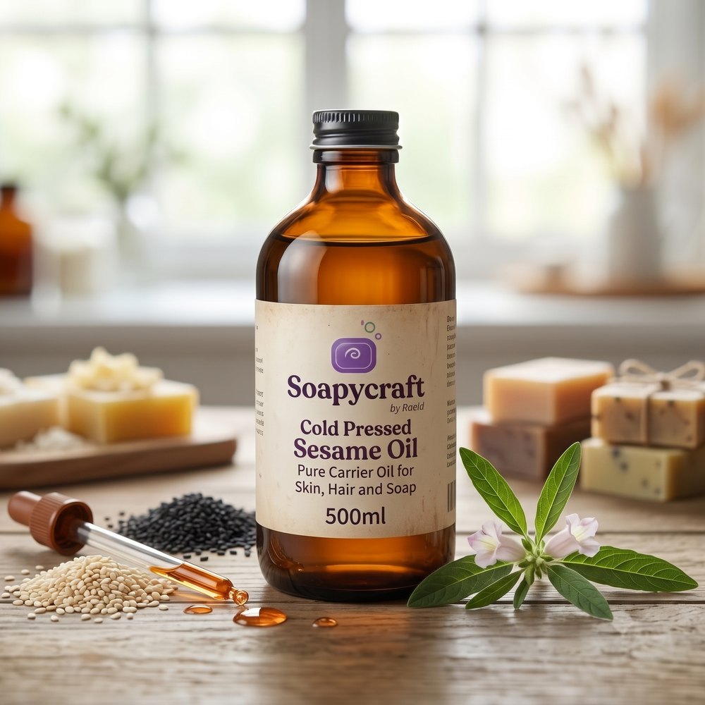 Cold Pressed Sesame Oil - Pure Carrier Oil for Skin, Hair and Soap - buy online at Soapycraft