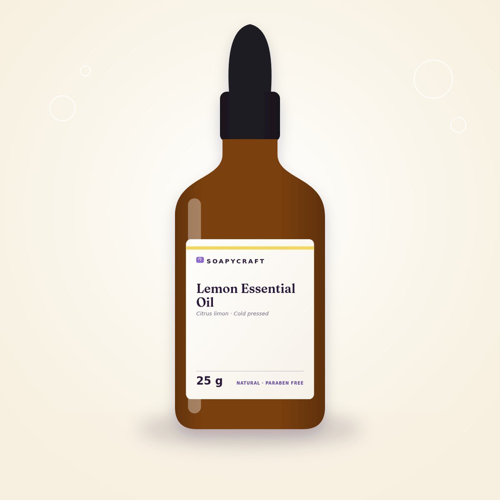 Pure Lemon Essential Oil (Citrus limon) - Cold pressed - buy online at Soapycraft