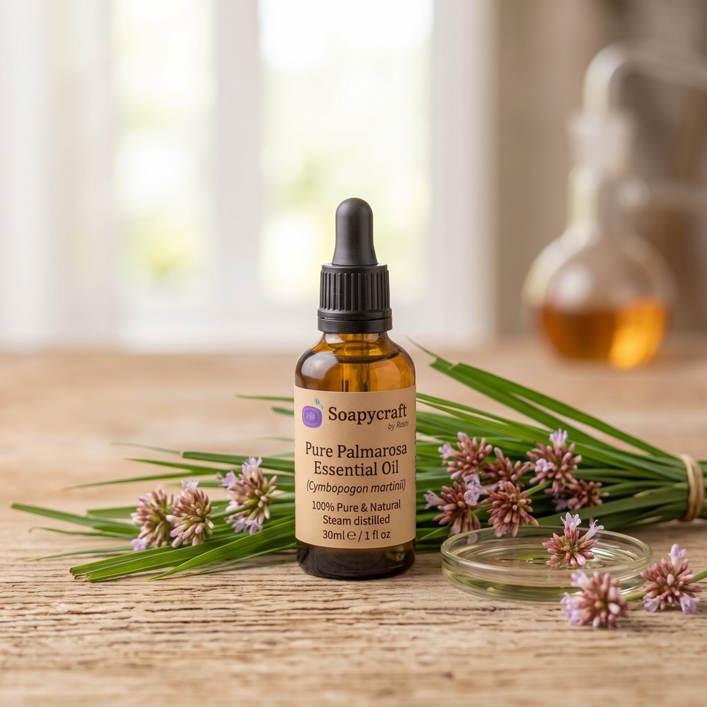 Pure Palmarosa Essential Oil (Cymbopogon martinii) - Steam distilled - buy online at Soapycraft