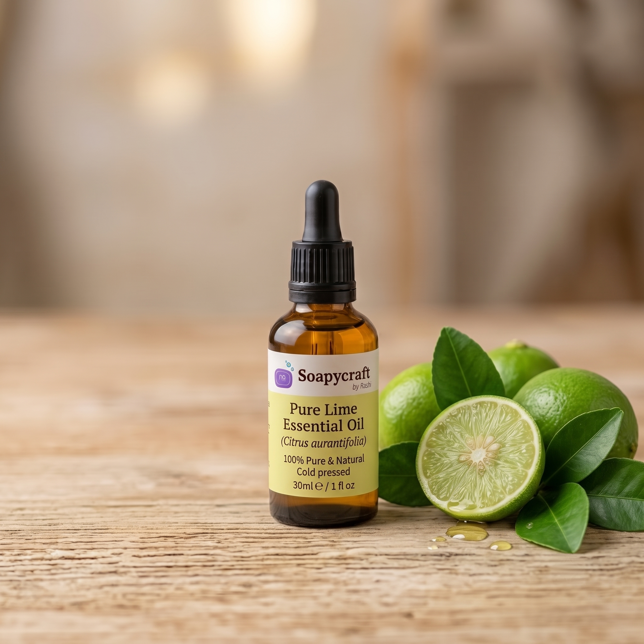 Pure Lime Essential Oil (Citrus aurantifolia) - Cold pressed - buy online at Soapycraft